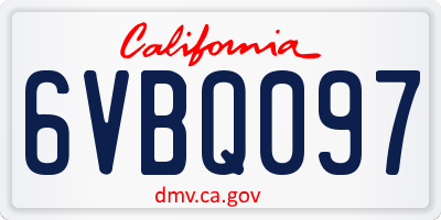 CA license plate 6VBQ097