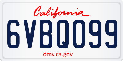 CA license plate 6VBQ099