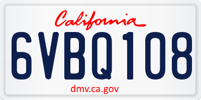 CA license plate 6VBQ108