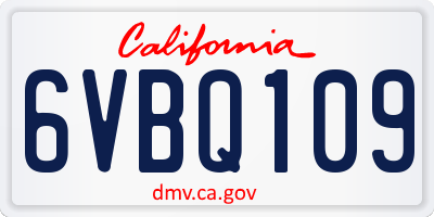 CA license plate 6VBQ109