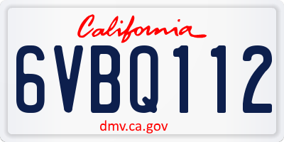 CA license plate 6VBQ112