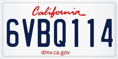 CA license plate 6VBQ114