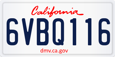 CA license plate 6VBQ116