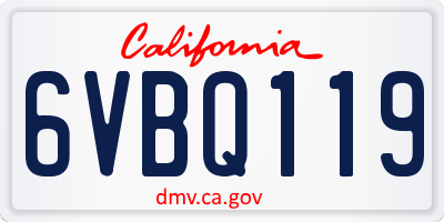 CA license plate 6VBQ119