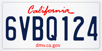 CA license plate 6VBQ124