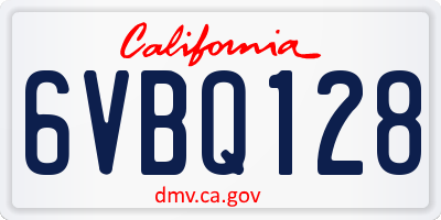 CA license plate 6VBQ128