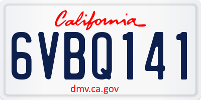 CA license plate 6VBQ141