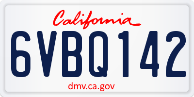 CA license plate 6VBQ142