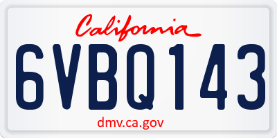 CA license plate 6VBQ143