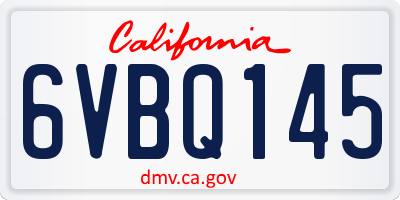CA license plate 6VBQ145