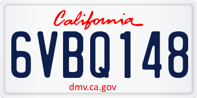 CA license plate 6VBQ148