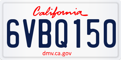 CA license plate 6VBQ150