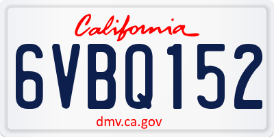 CA license plate 6VBQ152