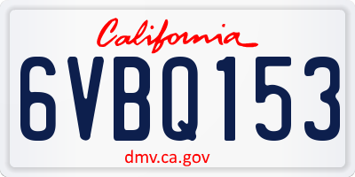 CA license plate 6VBQ153