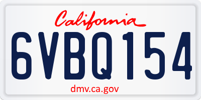 CA license plate 6VBQ154