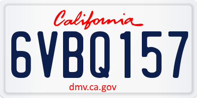CA license plate 6VBQ157
