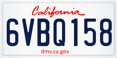 CA license plate 6VBQ158