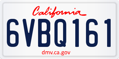 CA license plate 6VBQ161