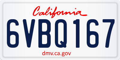 CA license plate 6VBQ167
