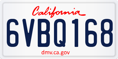 CA license plate 6VBQ168