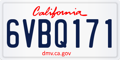 CA license plate 6VBQ171