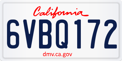 CA license plate 6VBQ172