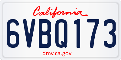 CA license plate 6VBQ173