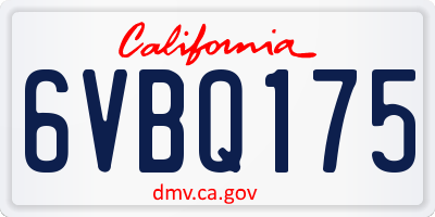 CA license plate 6VBQ175