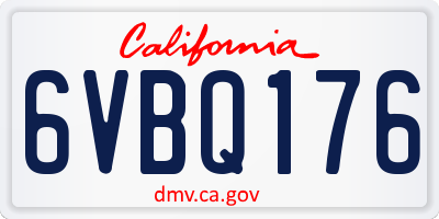 CA license plate 6VBQ176