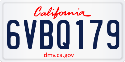 CA license plate 6VBQ179