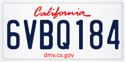 CA license plate 6VBQ184