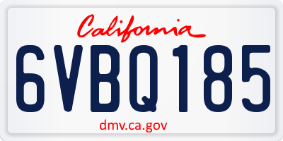 CA license plate 6VBQ185