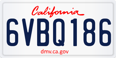 CA license plate 6VBQ186
