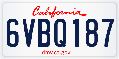 CA license plate 6VBQ187