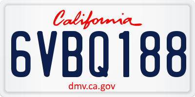 CA license plate 6VBQ188