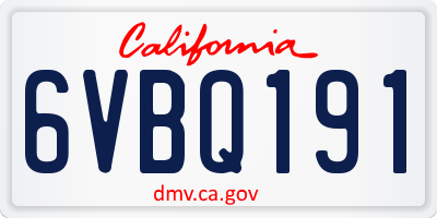 CA license plate 6VBQ191