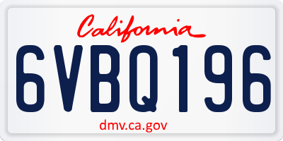 CA license plate 6VBQ196