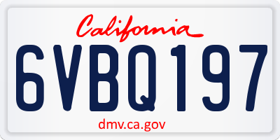 CA license plate 6VBQ197