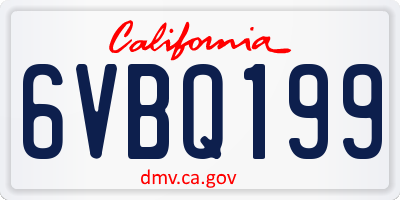 CA license plate 6VBQ199