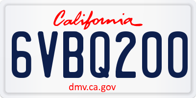 CA license plate 6VBQ200
