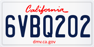 CA license plate 6VBQ202
