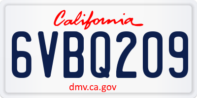 CA license plate 6VBQ209