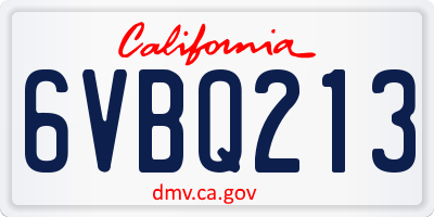 CA license plate 6VBQ213