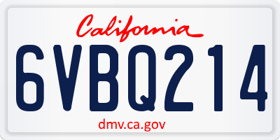 CA license plate 6VBQ214