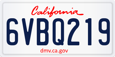 CA license plate 6VBQ219