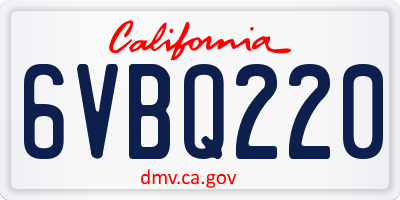 CA license plate 6VBQ220