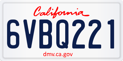CA license plate 6VBQ221