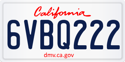 CA license plate 6VBQ222
