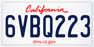 CA license plate 6VBQ223