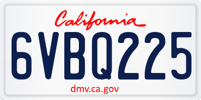 CA license plate 6VBQ225